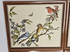 Vintage Quilted Bird Fabric Framed Panels Wall Decor Art Set Of 4  11 5  X 10  