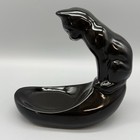 Haeger Pottery Black Cat Sculpture Trinket Fish Bowl Planter Holder 6 5   