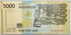 Albania 5 000 Leke Banknote 2017 Pick  80 About Uncirculated