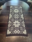 Mcm Scandinavian Welsh Style Wool Runner Fringe Geometric Block Beige Vintage 