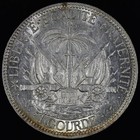 1882 Haiti 1 Gourde     Au Almost Uncirculated     Silver Coin Republic    trusted   