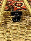 Vintage Wicker Sewing Basket W supplies 14 x10 x6 5 padded Mcm Top B-3