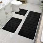 Extra Long Black Memory Foam Bath Mat - Soft  Absorbent  Non-slip Bathroom Rug