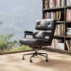 Genuine Leather Executive Office Chair Sviwel Meeting Chair Aluminum High Back
