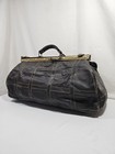 Antique Vintage Medical Doctor Bag Dark Brown Genuine Leather W  Brass Hardware