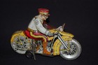 Original Vintage Marx Wind Up Tin Litho Motorcycle Cop Policeman   Works Great 