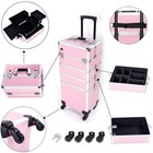 4in1 Aluminum Makeup Train Case Rolling Cosmetic Case Trolley Organizer Storage