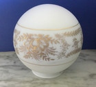 Vintage White Glass 6  Globe Lamp Shade Replacement W  Gold Gilt Design 3  Open