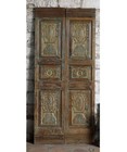 Antique Carved Double Doors Floral Vase Design Wooden Pantry Barn Door 80x36