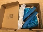 Womens Slippers Bear Paw Size 8 Teal Sparkle New In Box Never Worn White Interio
