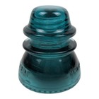 Vintage Hemingray 42 Glass Power Line Threaded Insulator Aqua Blue Made In Usa