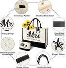 Mrs 2025 Bride Canvas Tote Bag With Makeup Bag  Wedding Gifts For Bridal Shower 