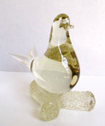 Vintage Dove Bird On Branch Art Glass Murano Style Heavy  Figurine 7  Height