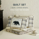 - Rustic Quilt Set  Cabin Lodge Christmas Bear Moose Queen   Full Tan Cream