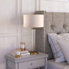 Harlow 29  Tall Table Lamp With Fabric Shade In Clear Glass brass white