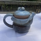 Studio Art Pottery Blue brown Speckled Stoneware Teapot W  Lid   Handle  1 Cup