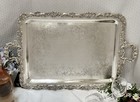 Silver Plated Tray Serving Webster Wilcox Tea Tray English Scroll Footed  