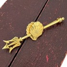 Antique Vintage Art Nouveau 14k Yellow Gold Filled Gf Trident Sea Pin Brooch 3g
