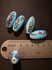 5 Matched Glass Beads - b580  - Fancy Blue W Red Dot Indian Trade