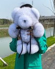 Import Real Fox Fur Bear Doll With Rotating Limbs Big Cute Plush Kids Doll Toys
