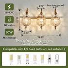 Vintage Bathroom Light Fixtures Gold Vanity Light With Glass Globe Lampshade 3 L