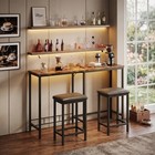 Bar Table And Chairs Set For 2-4 Convertible L-shaped Kitchen Table W  Usb Ports
