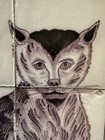 Antique Dutch Delft Manganese Six Tile Panel  Tabby Cat C1840