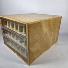 Vintage Dmc Thread Floss Wooden 3 Drawer Box Embroidery Storage With Dividers 