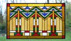 Handcrafted Stained Glass Window Panel Mission Style Panel  34 5 w X 20 5 h 