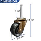Set Of 4 Antique Brass Rubber Wheel Casters 1-5 8  Stem For Chairs  Sofa  Dresse