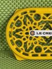 Le Creuset Oval Trivet Faye Yellow Enamel Cast Iron France - 10 1 2  X 6 3 4 