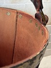 Vintage Sarreid Spanish Leather Bucket Wood   Metal Fire Bucket   Basket