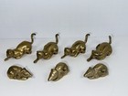 Antique Vintage Small Brass Cats   Mice Figurine And Platter Lot Of 7