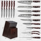 16pc Kitchen Knife Block Set High Carbon Steel Ultra Sharp Chef Knives Whetstone