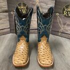 Men s Brown Ostrich Quill Leather Western Rodeo Exotic Cowboy Square Toe Botas