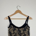 Vintage 90s Gold Black Mini Dress Medium Stretch Floral Bodycon Party Cocktail