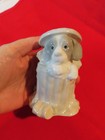 Porcelain Puppy Dog Figurine Peeking Out Of Trash Can  Vintage