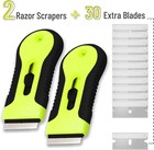 Razor Blade Scraper Tool  2 Pack  30 Extra Stainless Steel Blades  Anti-slip Erg