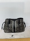 Coach Signature Gray Black Medium Tote Magnetic Closure Detachable Strap