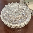 Vintage Clear Hobnail Glass Vanity Set 4pc Tray Mirror Perfume Bottle Powder Jar