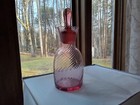 Cranberry Swirl Glass Decanter With Stopper