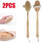 2  back Body Shower Bath Brush Soft Natural Bristles Wood Long Handle Removable   