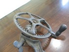 Wood Handled large Geared Working Apple Corer  antique Hand Crank Tool