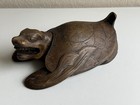 Antique Chinese Hand Carved Wood Longgui Dragon Turtle Figure Statue Decor 9 x6   