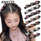 New Fashion Sparkling Crystal Stone Hairpin 3 Flower Hair Clips For Women Braide