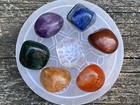 Chakra Set  7 Stones   Selenite Charging Plate 28403e