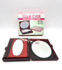 Vintage Cosmetic Mirror   Tissue Box Amber Purse Size Travel Case 1989 Nos