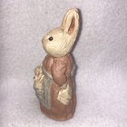 Vtg Folk Art Rustic Easter Bunny Rabbits Babies Resin Figure Doris C Williams 88