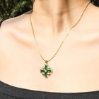 Green Topaz Jerusalem Cross Crusaders Pendant Necklace Gold Plated 18k