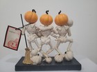 Halloween Skeleton Pumpkin Heads Dancing Trio Prop Figurine Statue Decor 8 5 